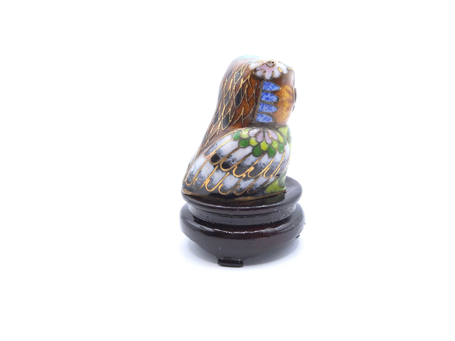 Vintage Cloisonné Owl, owl figurine, owl sculpture, cloisonné owl
