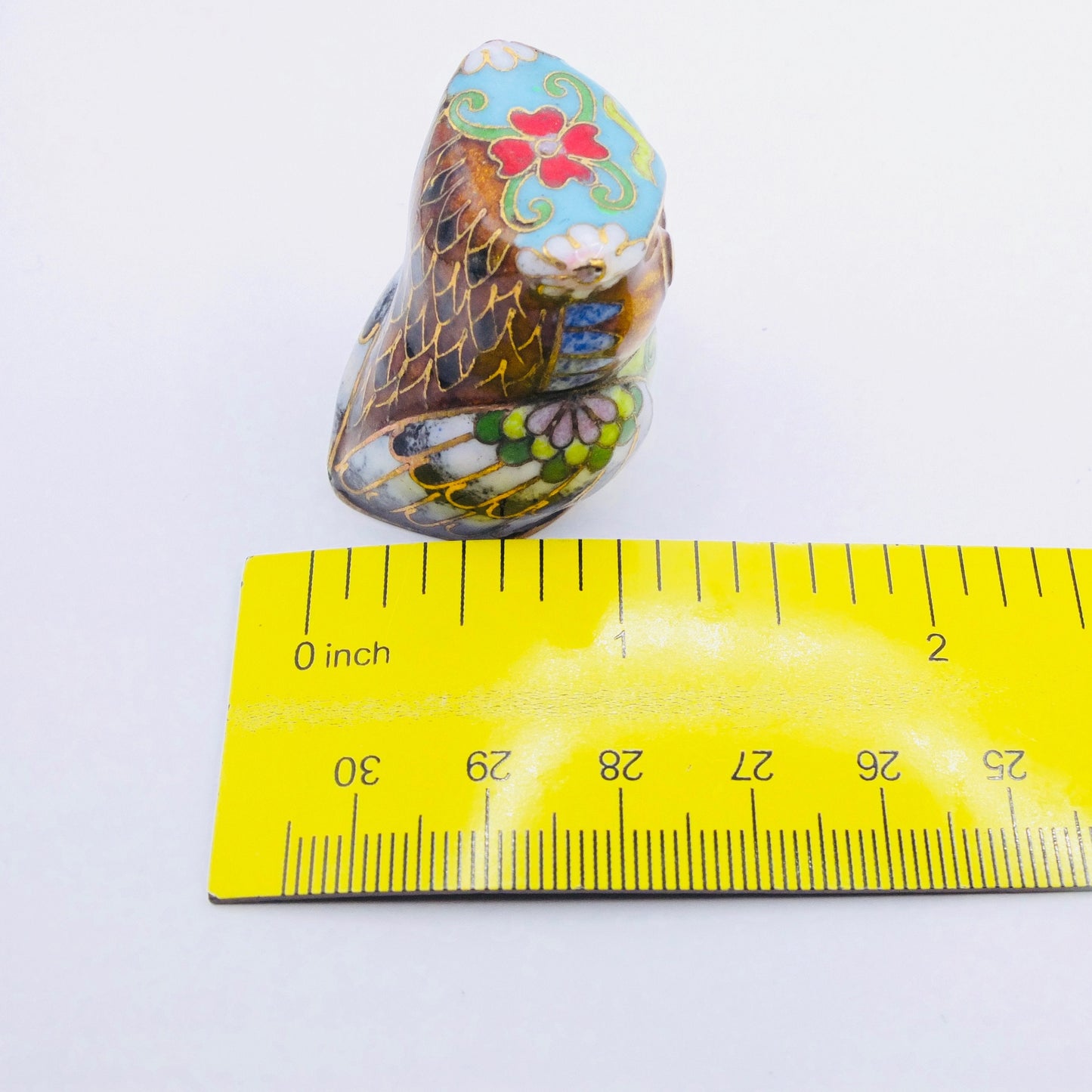Vintage Cloisonné Owl, owl figurine, owl sculpture, cloisonné owl