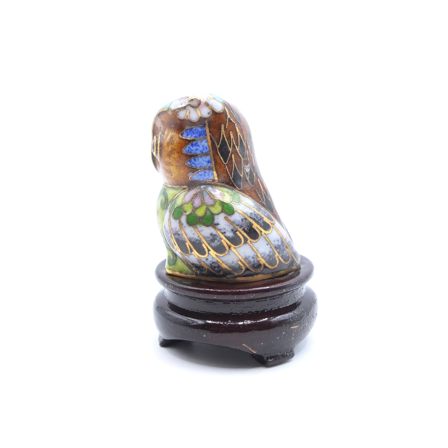 Vintage Cloisonné Owl, owl figurine, owl sculpture, cloisonné owl