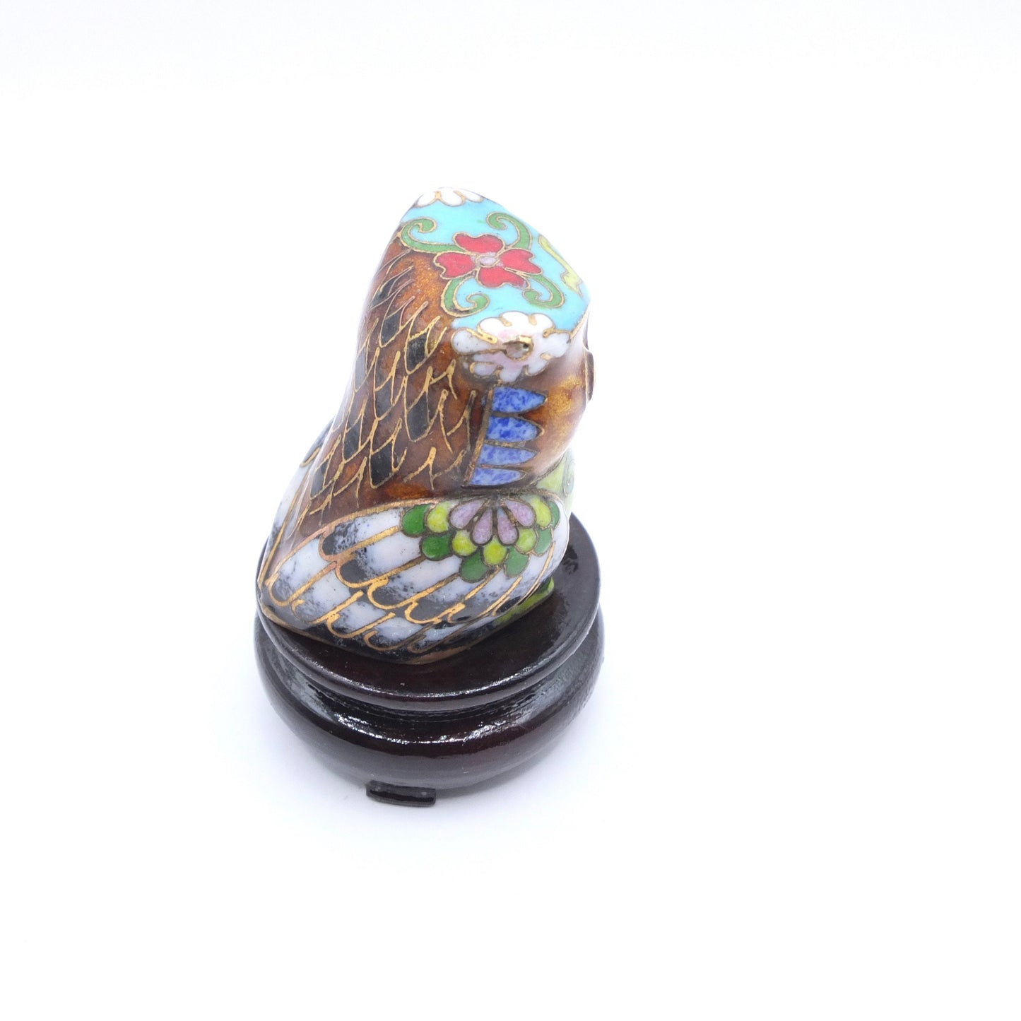 Vintage Cloisonné Owl, owl figurine, owl sculpture, cloisonné owl